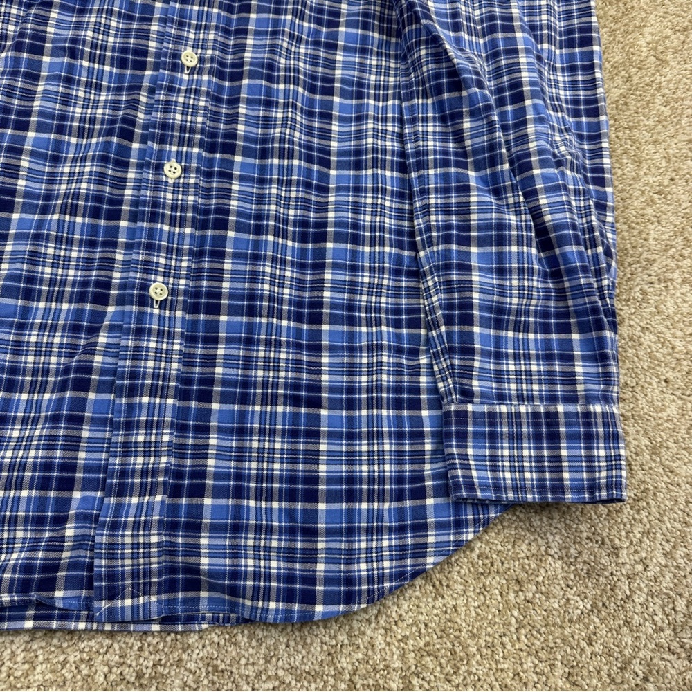 Ralph Lauren Button Down Shirt Men’s Size M Blue White Plaid Flesh Pony - Picture 6 of 16
